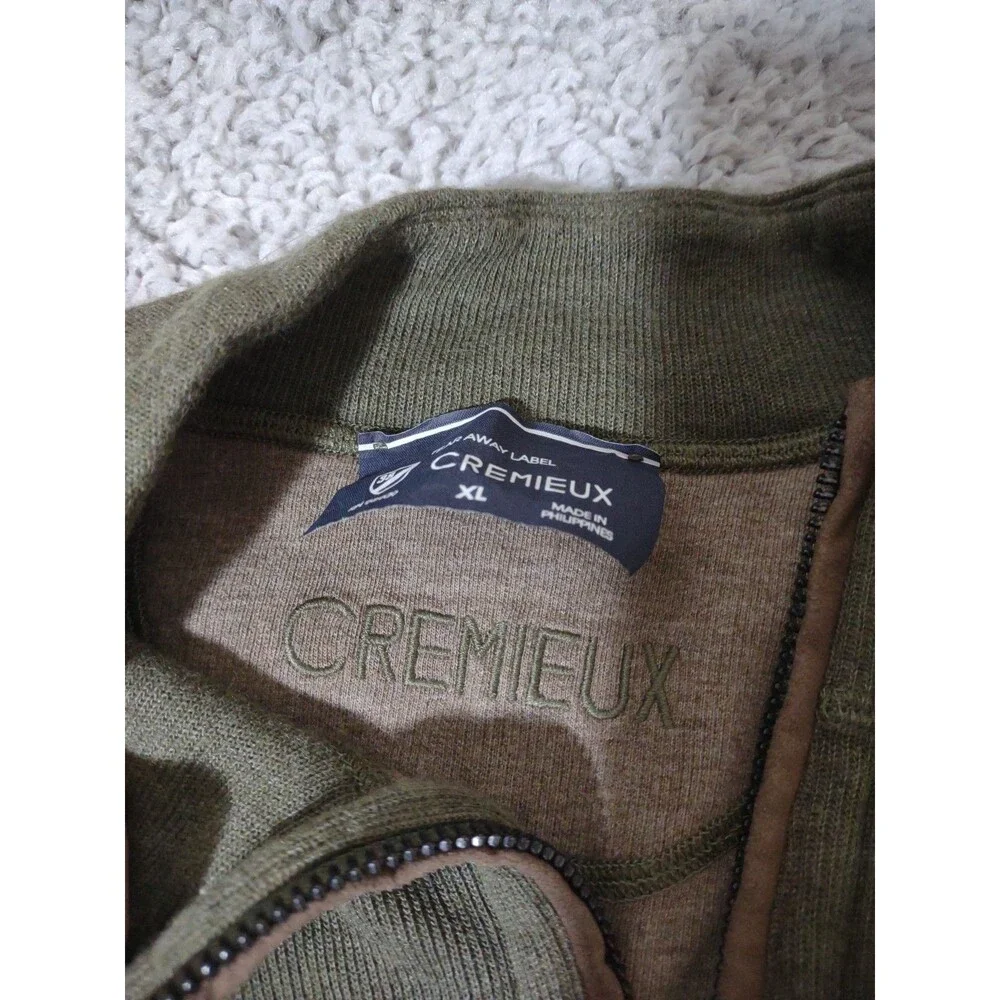 Cremieux Men’s Green Knit Sweater Xl Quarter Zip Long Sleeve Brown Elbow Patches
